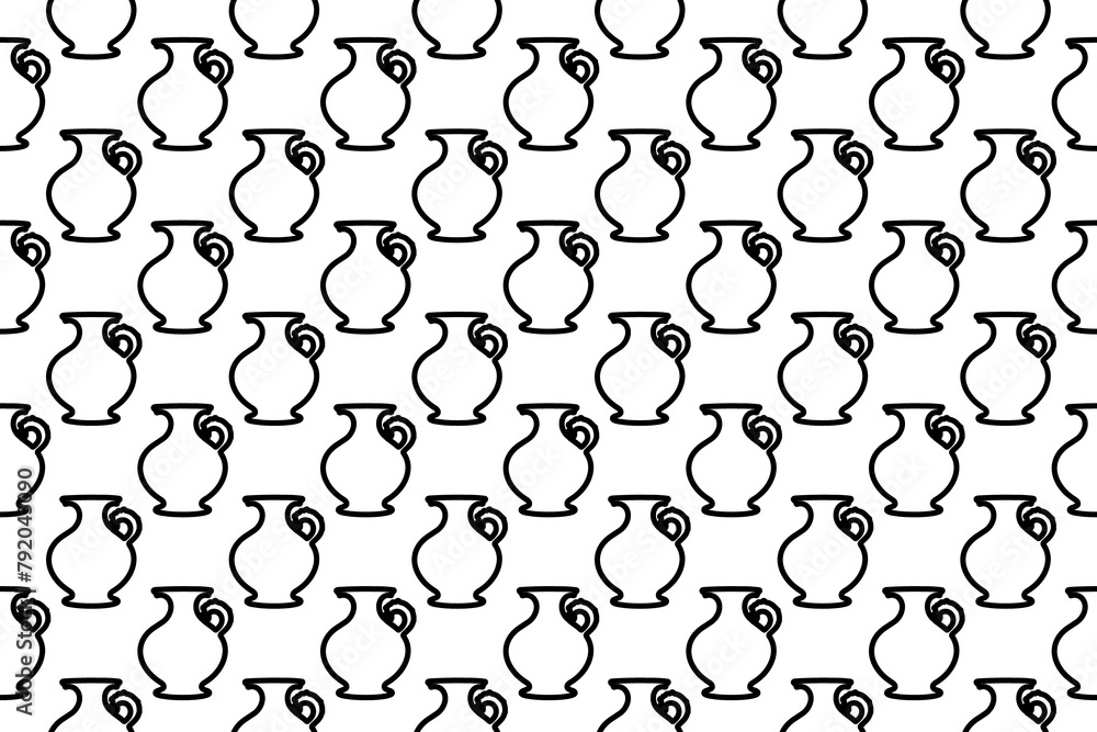 Poster seamless pattern completely filled with outlines of antique vase symbols. elements are evenly spaced