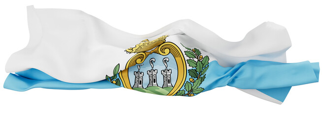 Elegant San Marino Flag Rippling with Prominent Coat of Arms