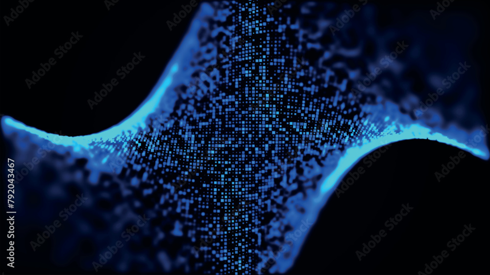Poster a bright wave of luminous dots. network connection structure. big data. futuristic background for pr