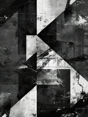 Fototapeta premium Abstract monochrome geometric shapes art - This artwork displays a complex array of geometric shapes with a monochrome theme, showcasing a blend of artistic creativity and abstraction