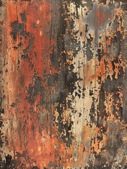 Fototapeta premium Rustic peeling paint texture on a metal surface - The textured image showcases flaking paint on a corroded metal surface, providing a feel of decay and time