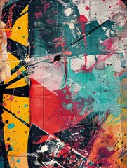Vibrant abstract art with splattered paint effect - This image showcases a dynamic array of colors with a splattered paint pattern, conveying a sense of unrestrained artistic expression