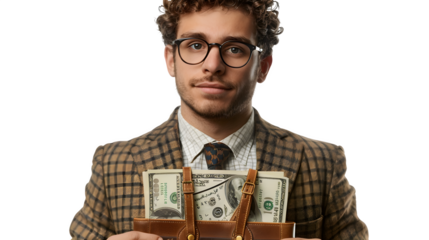 Rich accountant isolated on a transparent background, PNG, Ai