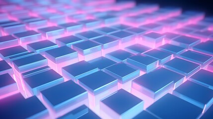 Fototapeta premium 3d rendering of blue and pink abstract geometric background. Scene for advertising, technology, showcase, banner, game, sport, cosmetic, business, metaverse. Sci-Fi Illustration. Product display