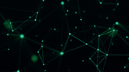 Abstract background with connecting dots and lines. Network connection structure. Plexus effect. 3D vector illustration