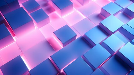 3d rendering of blue and pink abstract geometric background. Scene for advertising, technology, showcase, banner, game, sport, cosmetic, business, metaverse. Sci-Fi Illustration. Product display