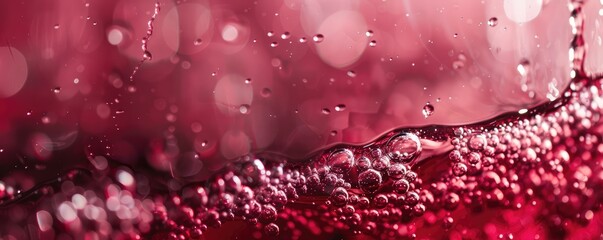 Close-up view of dynamic crimson liquid splash, conveying energy and motion against a dark background. - obrazy, fototapety, plakaty
