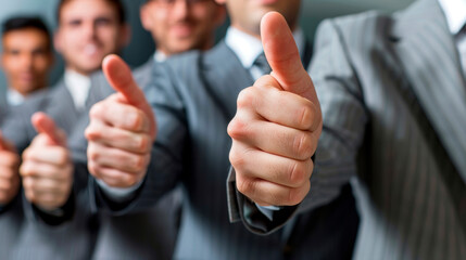 Group of Men in Suits Giving Thumbs Up. Generative AI