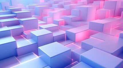 Obraz premium 3d rendering of blue and pink abstract geometric background. Scene for advertising, technology, showcase, banner, game, sport, cosmetic, business, metaverse. Sci-Fi Illustration. Product display