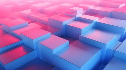 Obraz premium 3d rendering of blue and pink abstract geometric background. Scene for advertising, technology, showcase, banner, game, sport, cosmetic, business, metaverse. Sci-Fi Illustration. Product display