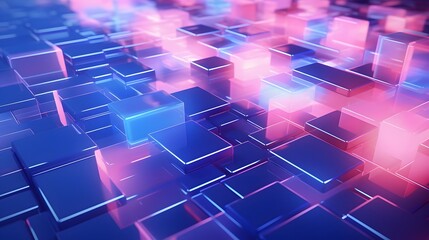 Obraz premium 3d rendering of blue and pink abstract geometric background. Scene for advertising, technology, showcase, banner, game, sport, cosmetic, business, metaverse. Sci-Fi Illustration. Product display