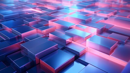 Fototapeta premium 3d rendering of blue and pink abstract geometric background. Scene for advertising, technology, showcase, banner, game, sport, cosmetic, business, metaverse. Sci-Fi Illustration. Product display