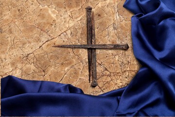 Holy Week Easter Concept. Cross on desk