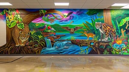 Wildlife Protection Mural for Environmental Conservation AI Generated.