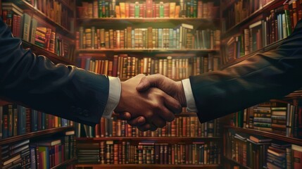 Vintage Connection Intertwined Hands in Bookstore Ambiance