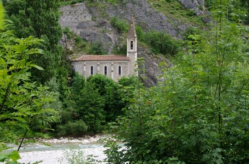 Ancient church in Pontaix in Drome in the South East of France, in Europe