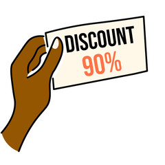 colored vector arm illustration in flat style of coupon ticket voucher for discount or gift.