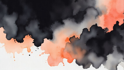 Abstract Black and Peach Watercolor Gradient Background