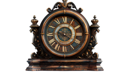 Vintage clock isolated on a transparent background, PNG, Ai