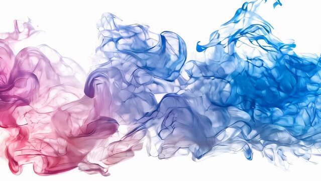 Mesmerizing 4K motion background featuring vibrant blue and pink smoke waves, seamlessly flowing with a silky, ethereal quality