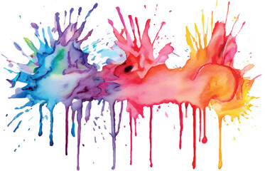 Watercolor rainbow paint splash brush stroke and Colorful Ink paint splatter powder festival explosion abstract background