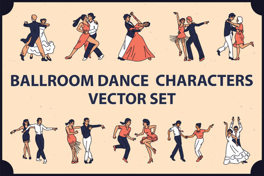 Ballroom Dance Characters Vector set
