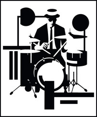 Stylish Drummer Silhouette t-shirt