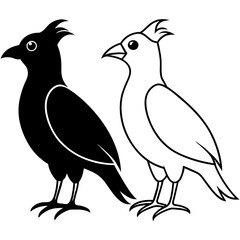 Two bird heard shape vector silhouette 