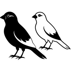 Two bird heard shape vector silhouette 