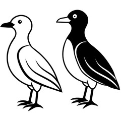 Two bird heard shape vector silhouette 
