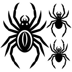 Spider's vector icons silhouette 