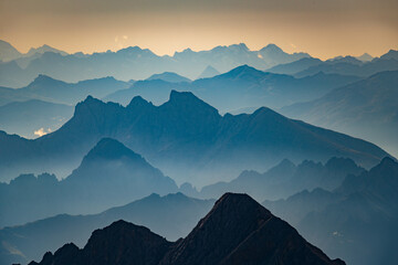 Stylized silhouette of mountain landscape