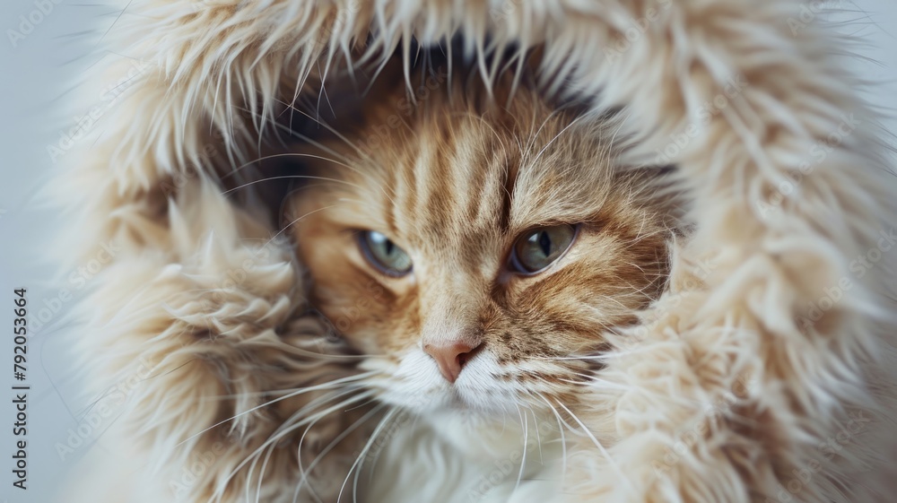 Aufkleber soft fur texture in close-up - an intimate portrait of a fur texture showing intricate details and p
