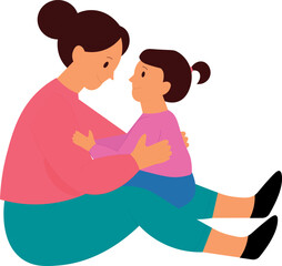 Obraz premium Drawing of mothers and children, mother and daughter, illustration