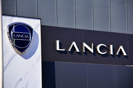 April 20th 2024 Florence, Italy. The badge of the famous Lancia automotive company