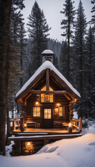 Cozy Winter Cabin in the Woods