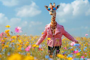 spring giraffe, AI generated