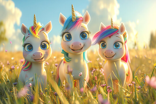 joyful unicorns, AI generated image