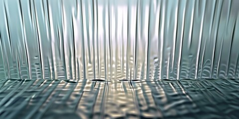 Corrugated glass texture, Patterned glass texture background. Light reflection displacement texture with fluted color light effect. Reflected, modern home decor interior.