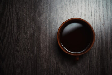 Coffee mug on wooden table