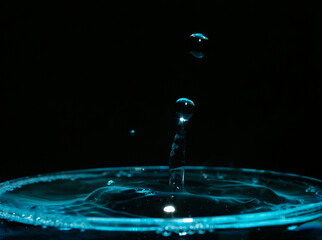 Water drop closeups while drops falling down and splashing into water in Jena