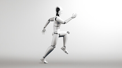 Fototapeta na wymiar MLB 3d illustration Running robot humanoid showing fast movement and vital energy in concept of future innovation development toward AI brain and artificial intelligence thinking by machine learning