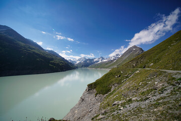 Lac des Dix in the Pennine Alps, Switzerland. - obrazy, fototapety, plakaty