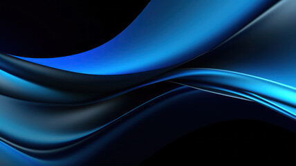 Abstract black and blue neon background. Shiny moving lines and waves. Glowing neon pattern for backgrounds, banners, wallpapers, posters and covers. Generative AI.