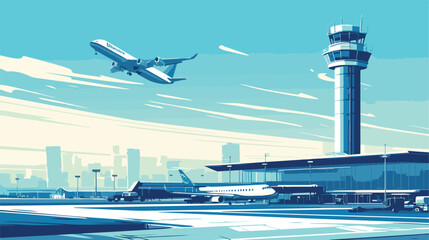 Monochrome mono color airport plane terminal landsc - obrazy, fototapety, plakaty