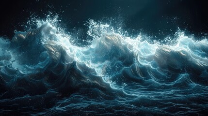 Abstract waves crashing on a digital shore - obrazy, fototapety, plakaty