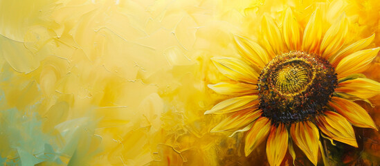 Sunflower Brush Strokes Acrylic Painting Canvas Texture Banner