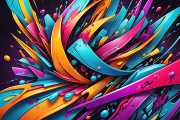 Urban Art Explosion Unleashed colorful abstract street Art 3D Shapes