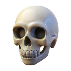 Human skull isolated on a transparent background. Human scull icon. Cranium skeleton model. 3d scull fantasy game object. Jaw plastic 3d render. Medical anatomy sculpture.