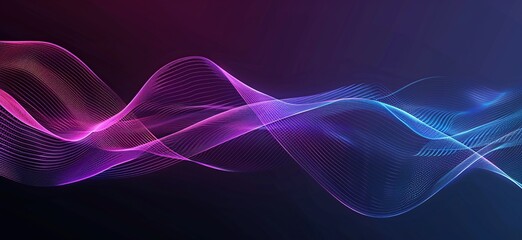 Abstract background with blue and purple gradient lines in wavy movement on a dark background.